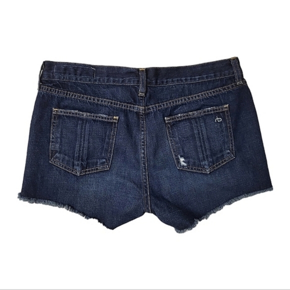 Rag & Bone Shorts Jean Cut Off Short in Doris Distressed Cotton Dark Wash sz 27 - Picture 3 of 11